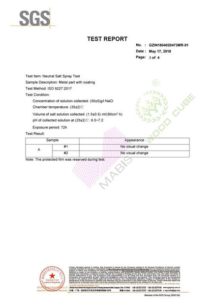 Chiny Mabis Project Management Ltd. Certyfikaty